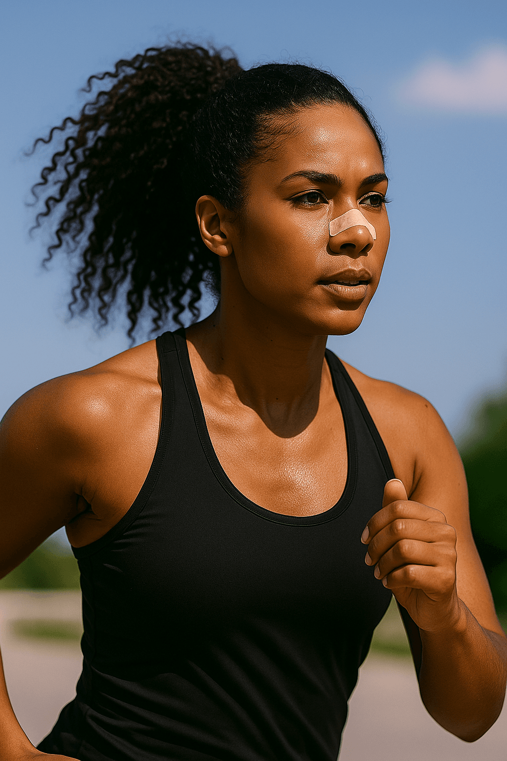 Woman breathing freely